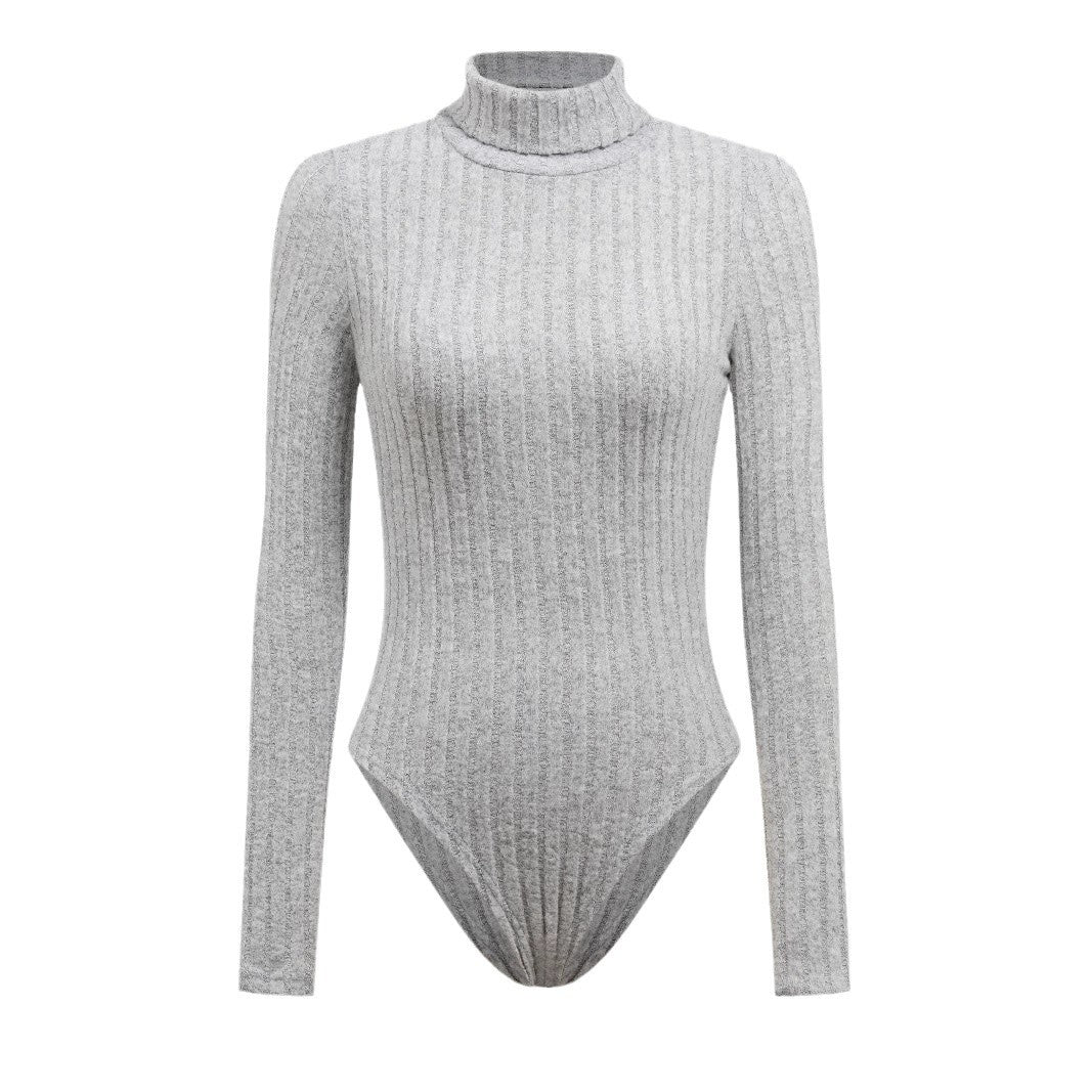 Women Wear Source Knitted Long Sleeve Turtleneck Slim Fit Jumpsuit Bodysuit