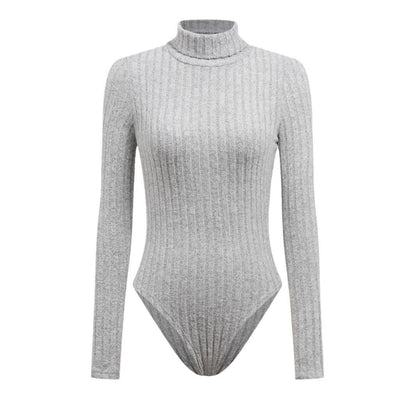Women Wear Source Knitted Long Sleeve Turtleneck Slim Fit Jumpsuit Bodysuit