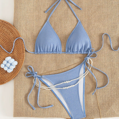 Sexy Bikini Backless Bandage Halter Cut out Bikini Swimsuit Bikini