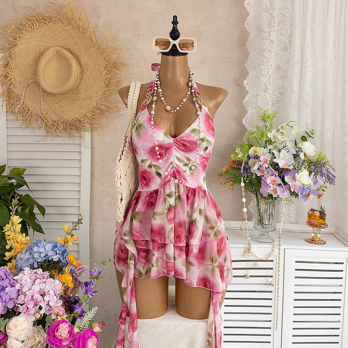 Swimwear Outerwear Shirt Single Blouse Printed Dovetail Sexy Sun Protection Swimsuit