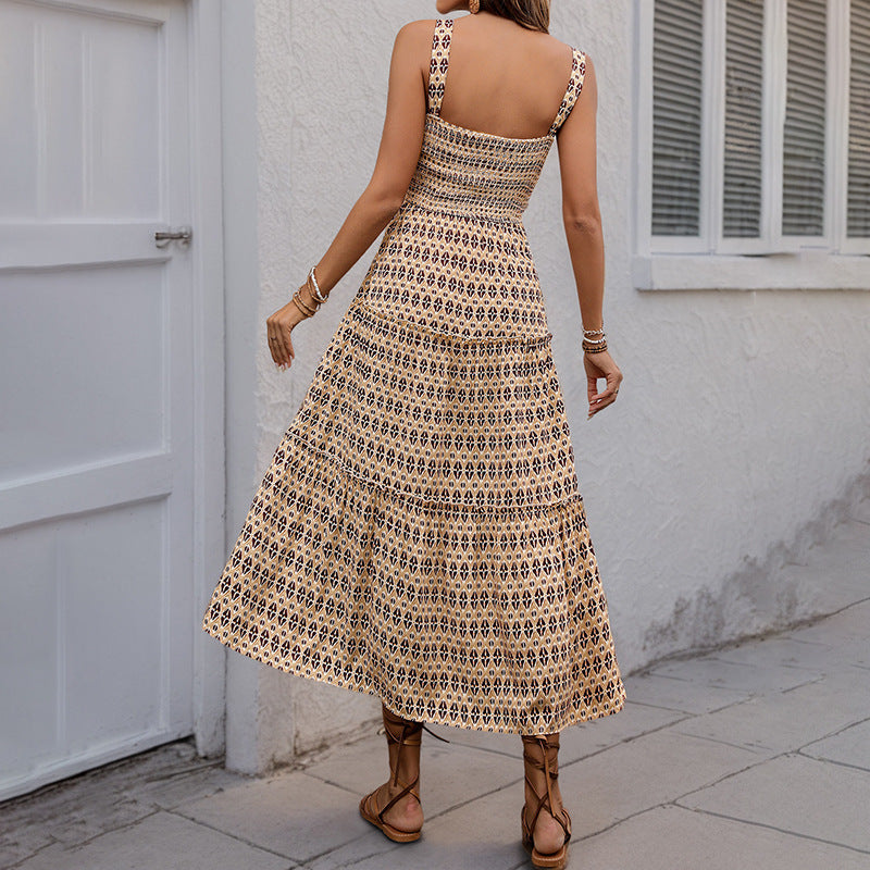 Summer Smocking Swing Sling Dress