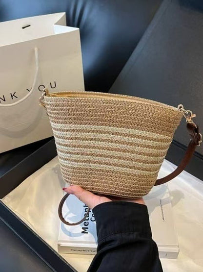 Stripe Straw Bag Fresh Simple Straw Bag Woven Bag Vacation Beach Bag Women Bag