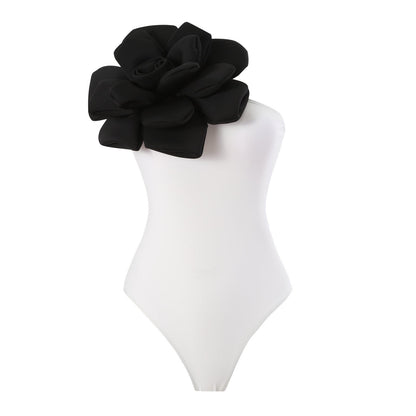 One Piece Swimsuit Women Skinny Slimming Big Floral Swimsuit Outfit Chiffon Dress