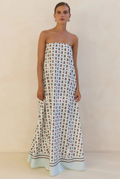 Summer Women Dress Sexy Bandeau One Shoulder Printed Dress