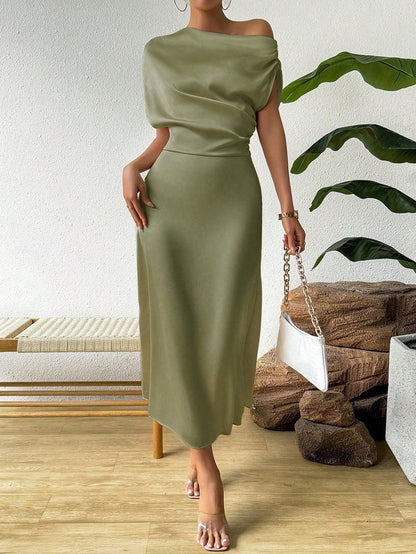 Women Clothing Trendy Summer Satin Satin Women Summer Dress Tight Jumpsuit Long Dress