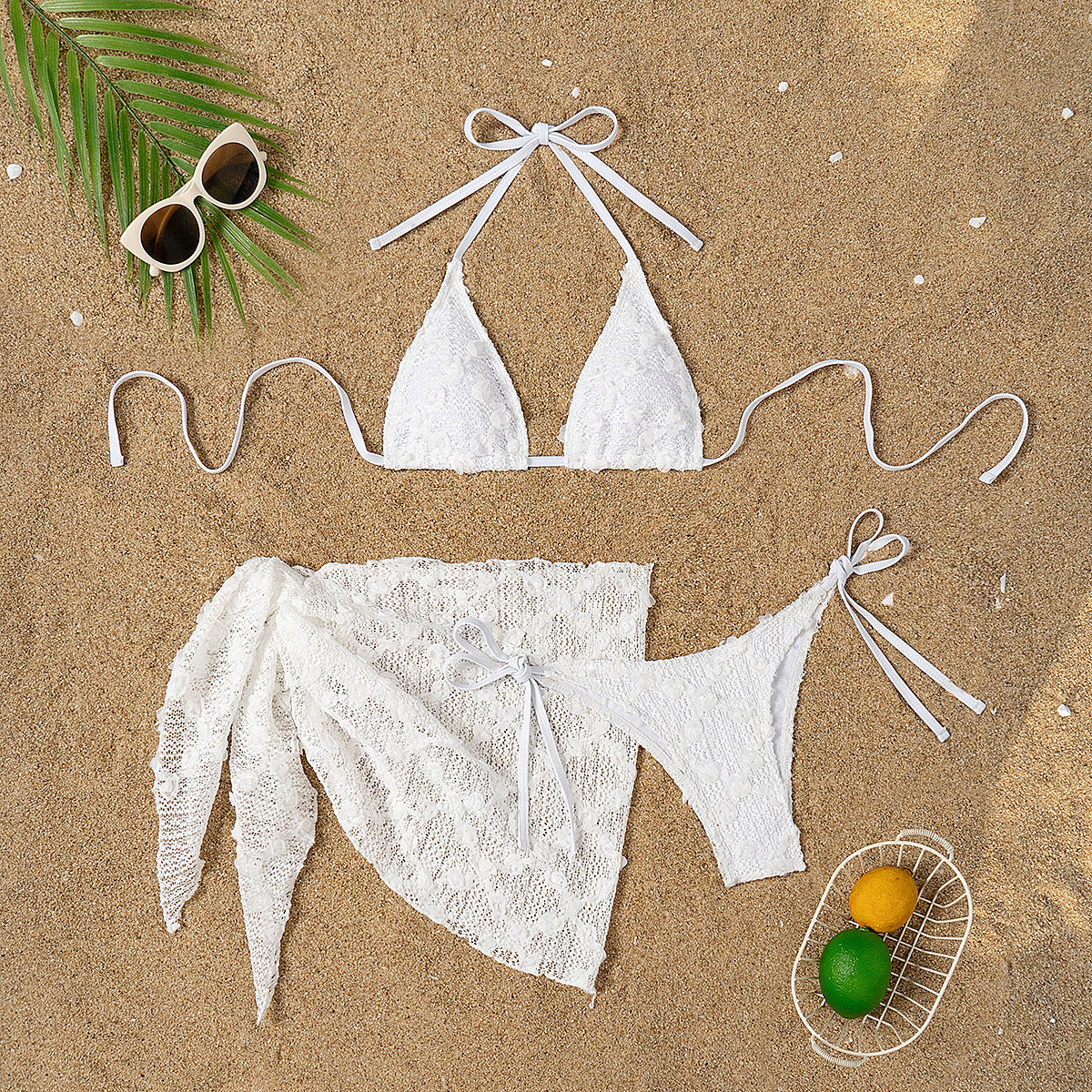 Sexy Bikini Mesh Split Three Piece Swimsuit Slim Fit Swimsuit