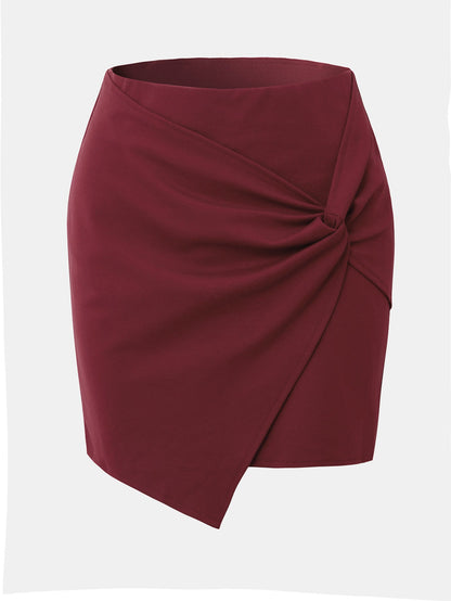 Women Clothing Irregular Asymmetric Heap Pleated Skirt High Waist Elastic Twisted Hip Skirt