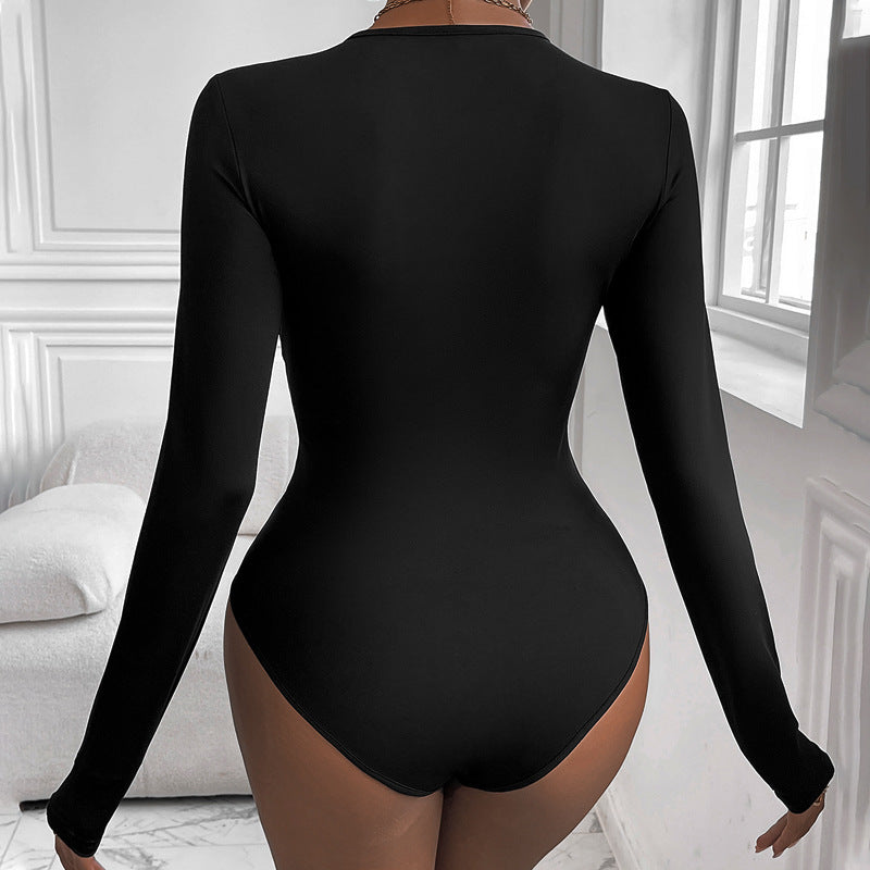 Fall Women Clothing Black Twisted round Neck Jumpsuit