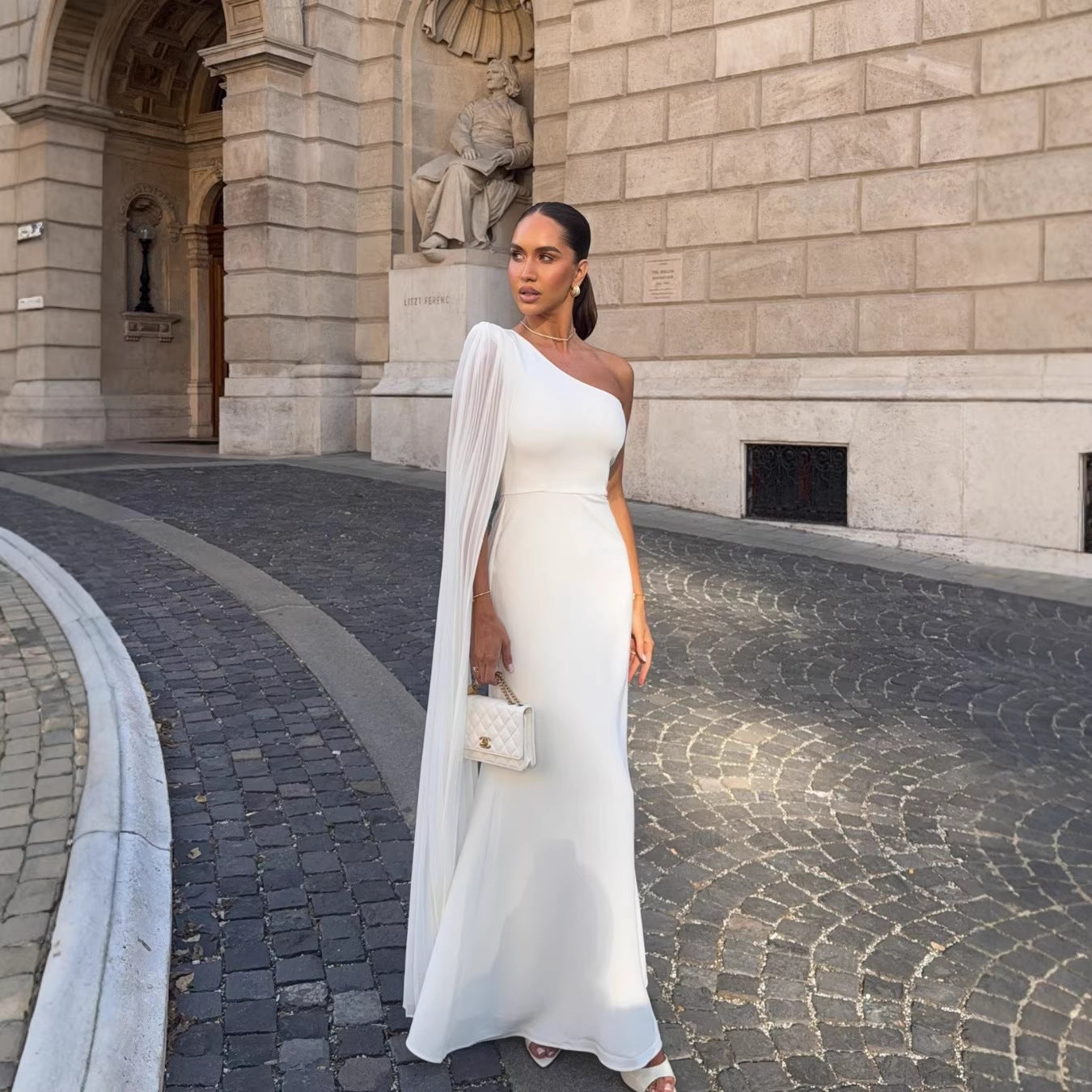 Spring Summer Shoulder Pleated Maxi Dress Holiday Party Women Dress