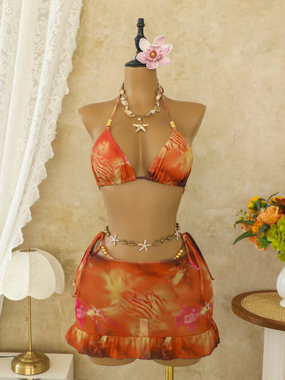 Sexy Swimsuit Women Split Bikin Bohemian Bikini Three Piece Set Swimwear Swimsuit