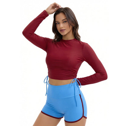 Swimsuit Women Split Long Sleeve Sunscreen Solid Color Conservative Two Piece Set Swimsuit