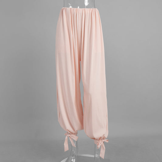 Bud Wide Leg Pants Women Spring Summer Lace-up Bloomers Slim Loose Bloomers Pants Women
