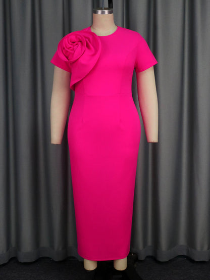 Women Summer Dress Party Solid Color Floral Dress