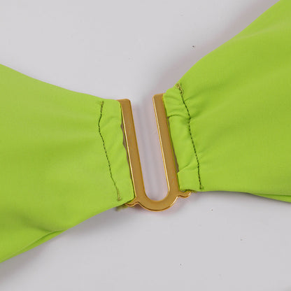 Fresh Solid Color High Slit Low Waist Bikini Sexy Split Swimsuit Women Bikini