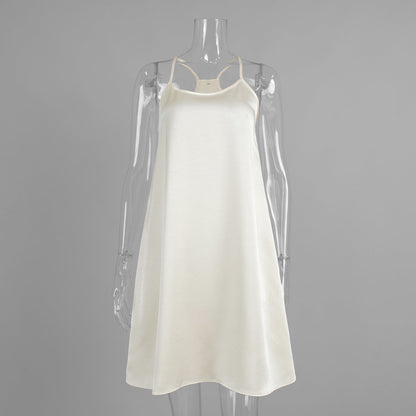 Simple Strap Dress Spring Sexy I Shaped Satin Strap Short Dress