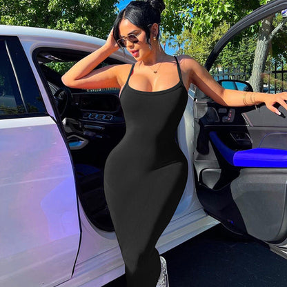 Summer Women Clothing Sexy Slim Fit Drape Sunken Stripe Strap Dress
