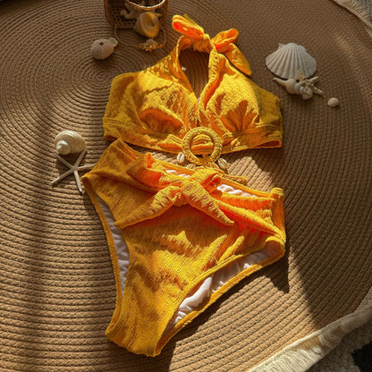 Shell Beach Special Fabric High Waist Split Swimwear