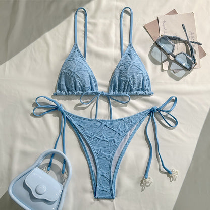 Sexy Halter Lace up Swimsuit Women Two Piece Bikini Bikini Swimsuit