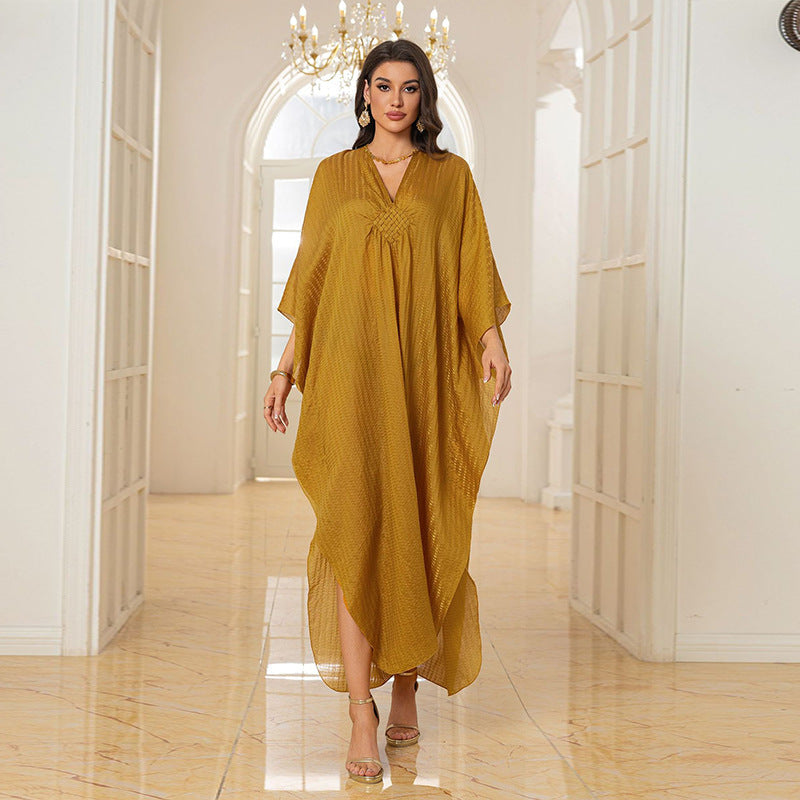 Polyester Beach Jacket Gold Maxi Dress Loose Robe Beach Cover Up Swimsuit outside Sun Protection