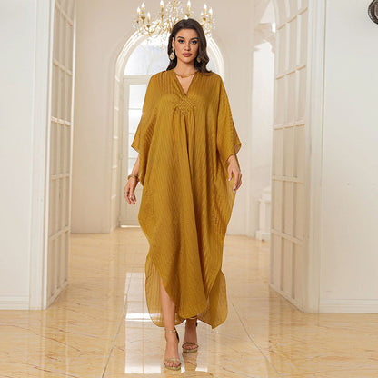 Polyester Beach Jacket Gold Maxi Dress Loose Robe Beach Cover Up Swimsuit outside Sun Protection