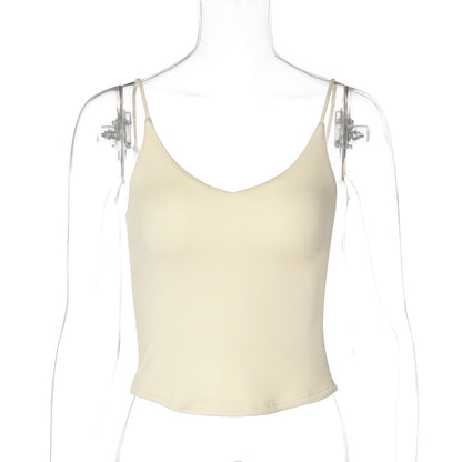 Women Clothing Summer Sexy Solid Color V neck Inner Wear Base Camisole