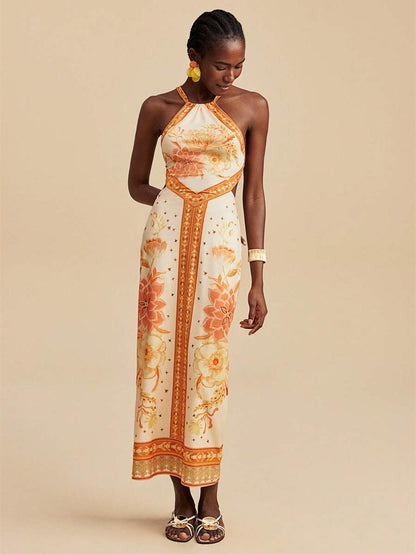 Summer White Halter Lace up Strapless Sexy Sleeveless Dress
