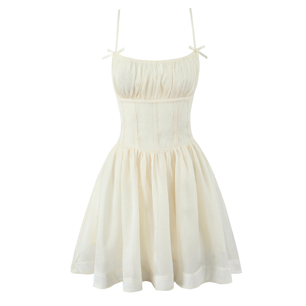 Bow Sling Dress Women Sexy Fairy Temperamental Waist Slimming Vacation Dress