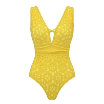 Swimsuit Fluorescent Color Hollow Out Cutout High Sense Swimsuit Two Piece Sets Women