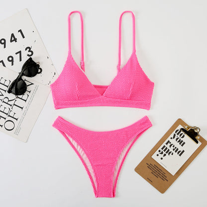 Swimsuit Women Split Three Point Solid Color Special Fabric Internet Celebrity Bikini