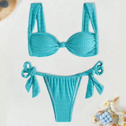 Swimsuit Women Solid Color Twisted Sexy Biniki Swimsuit