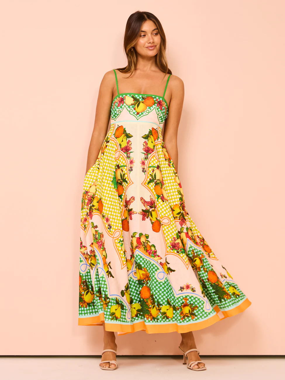 Dress Women Clothing Spaghetti Strap Floral Print Linen 9 Color Large Swing Dress