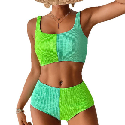 Swimwear Women Split Solid Color Sexy High Waist Bikini Swimsuit