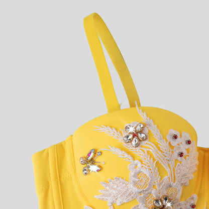 Luxury Diamond Floral Sexy Sexy High Sense Design Corselette