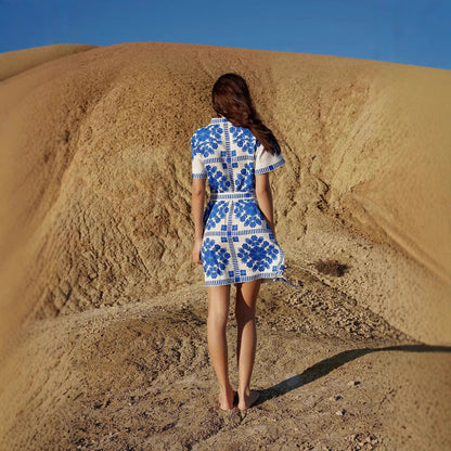 Summer Trade Casual Women Clothing Printed Lace up Dress