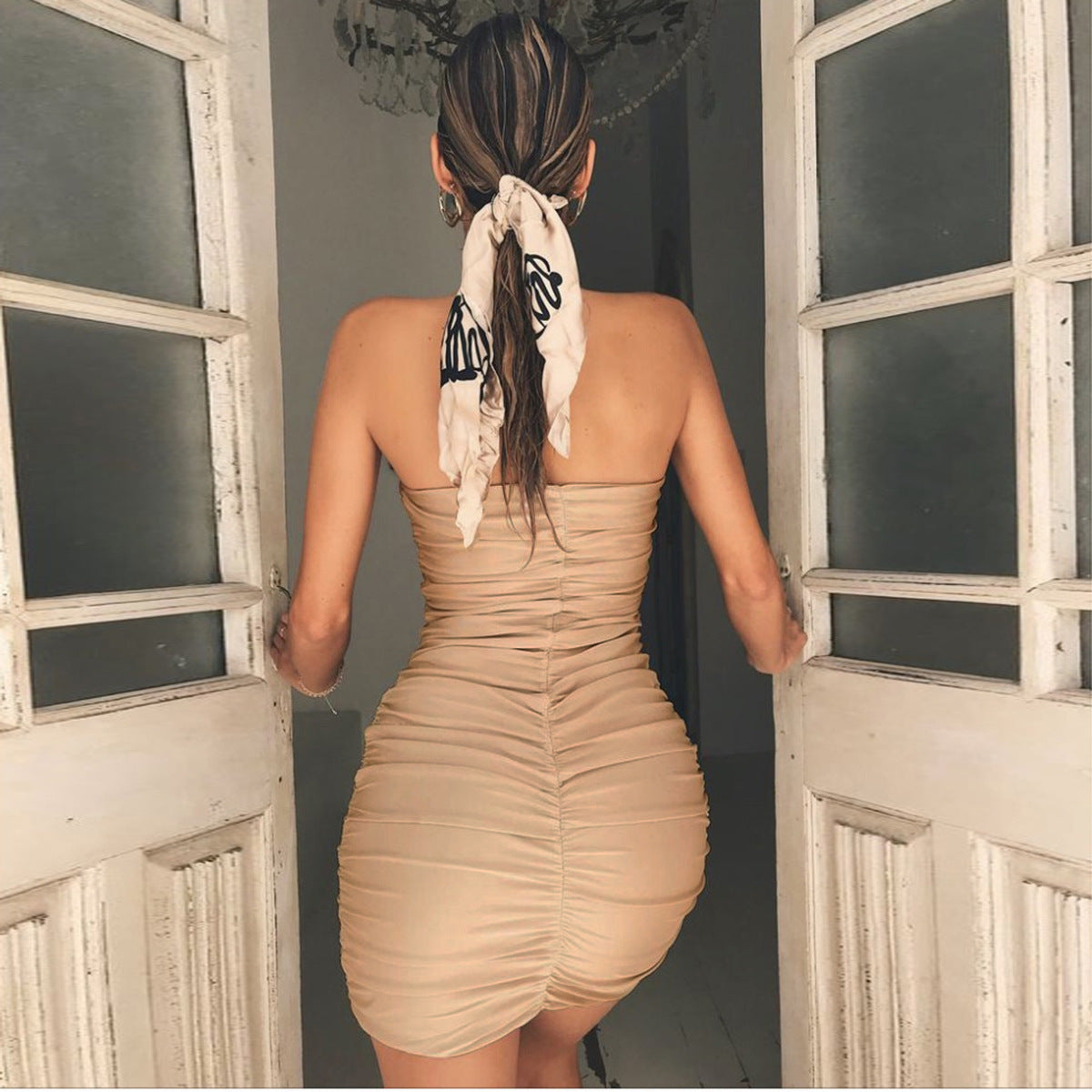 Spring Summer Women Clothing Sexy Tube Top Nightclub Ruffle Hip Dress