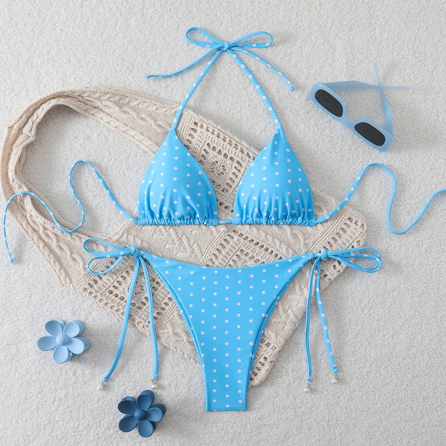 Swimwear Women Split Tight Dot Sexy Bikini Triangle Printed Swimsuit