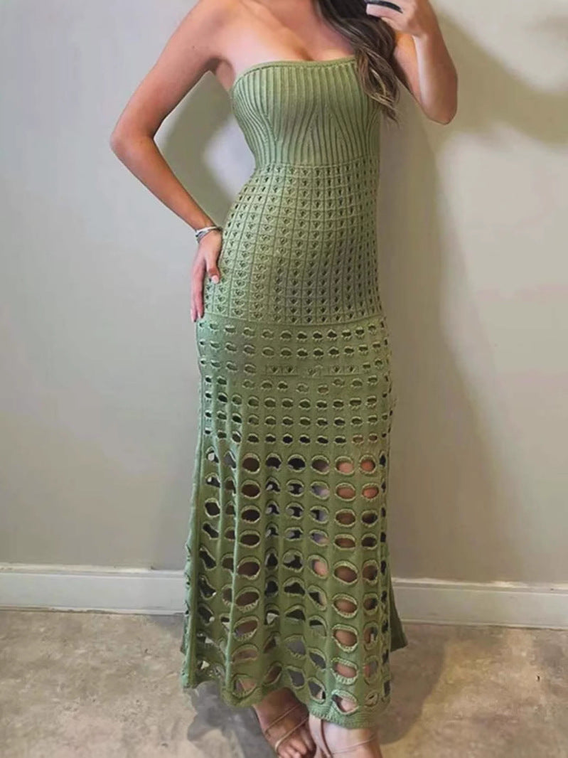 Spring Summer Tube Top One Step Dress Seaside Sexy Tight Dress