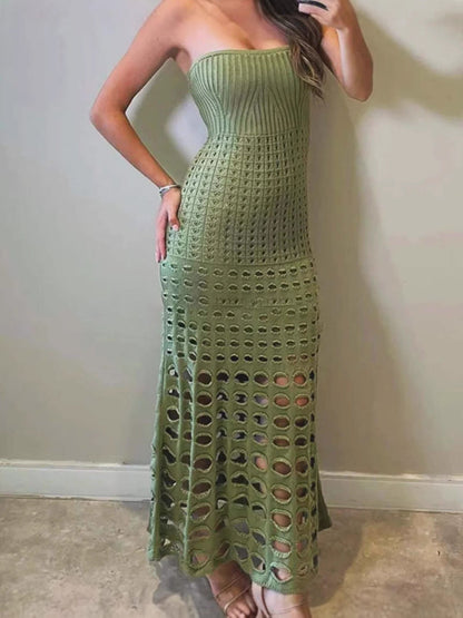 Spring Summer Tube Top One Step Dress Seaside Sexy Tight Dress