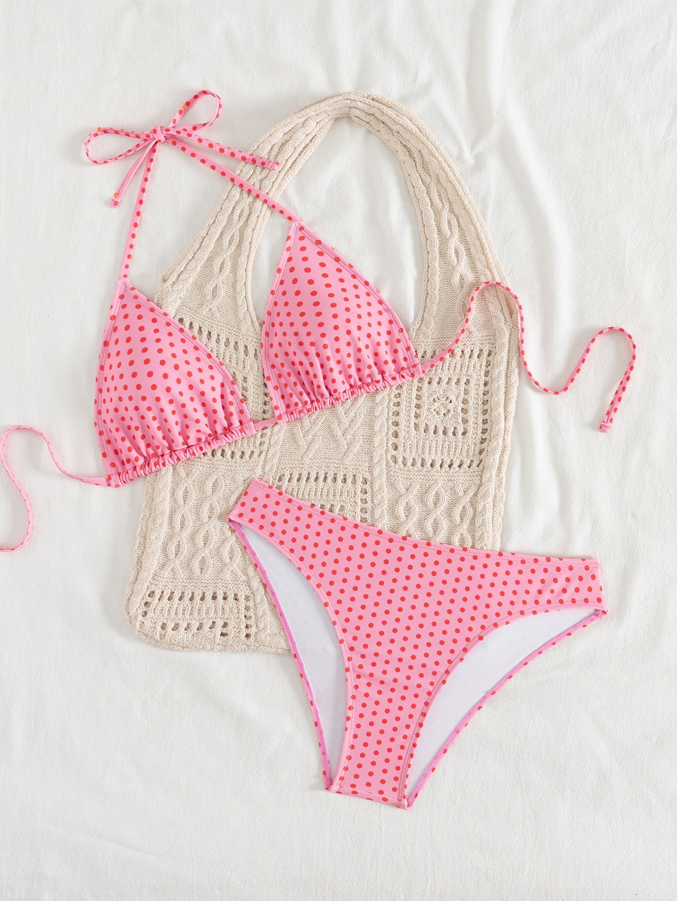 Bikini Polka Dot Printed Sexy Strap Split Swimsuit Spring Vacation Bikini