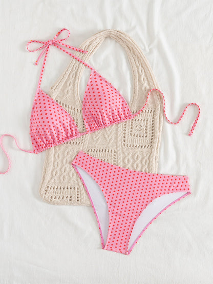 Bikini Polka Dot Printed Sexy Strap Split Swimsuit Spring Vacation Bikini