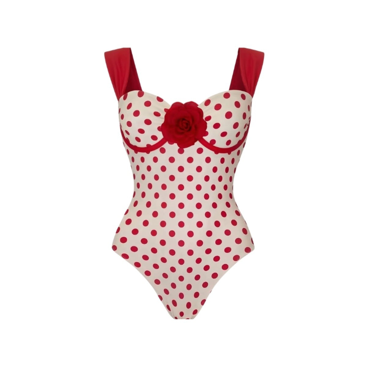 Swimsuit Red Retro Dots Spring One Piece Swimsuit Women