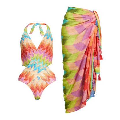 Sexy Bikini Belly Covering Beach Bikini Yarn Skirt Set Swimsuit