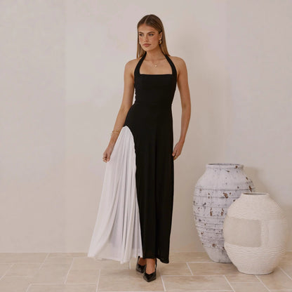 Summer Slim Strap Dress Stitching Halter Dress