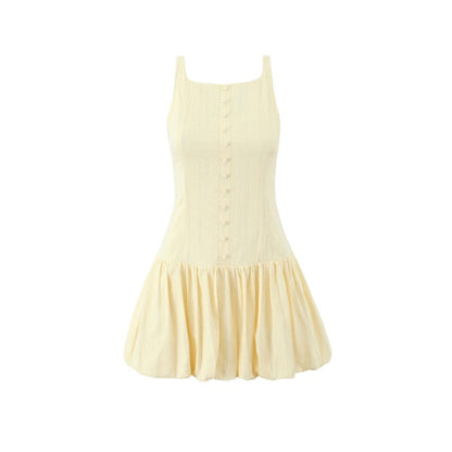 Sweet Girl Sexy Waist Tight Miniskirt Women Spring Summer Western Youthful Looking Breasted Sling Dress