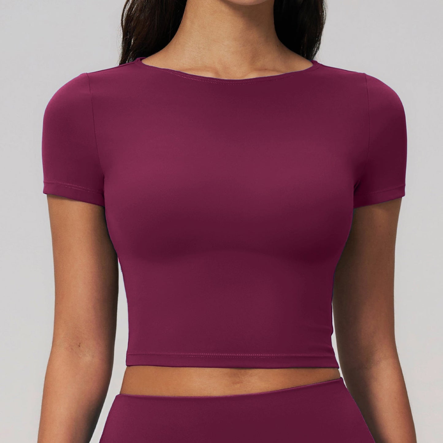 Cream Brushed Exercise Yoga Clothes Women Slim Fit Sports Short Sleeved Shirt Breathable Skin Friendly Fitness T shirt Women