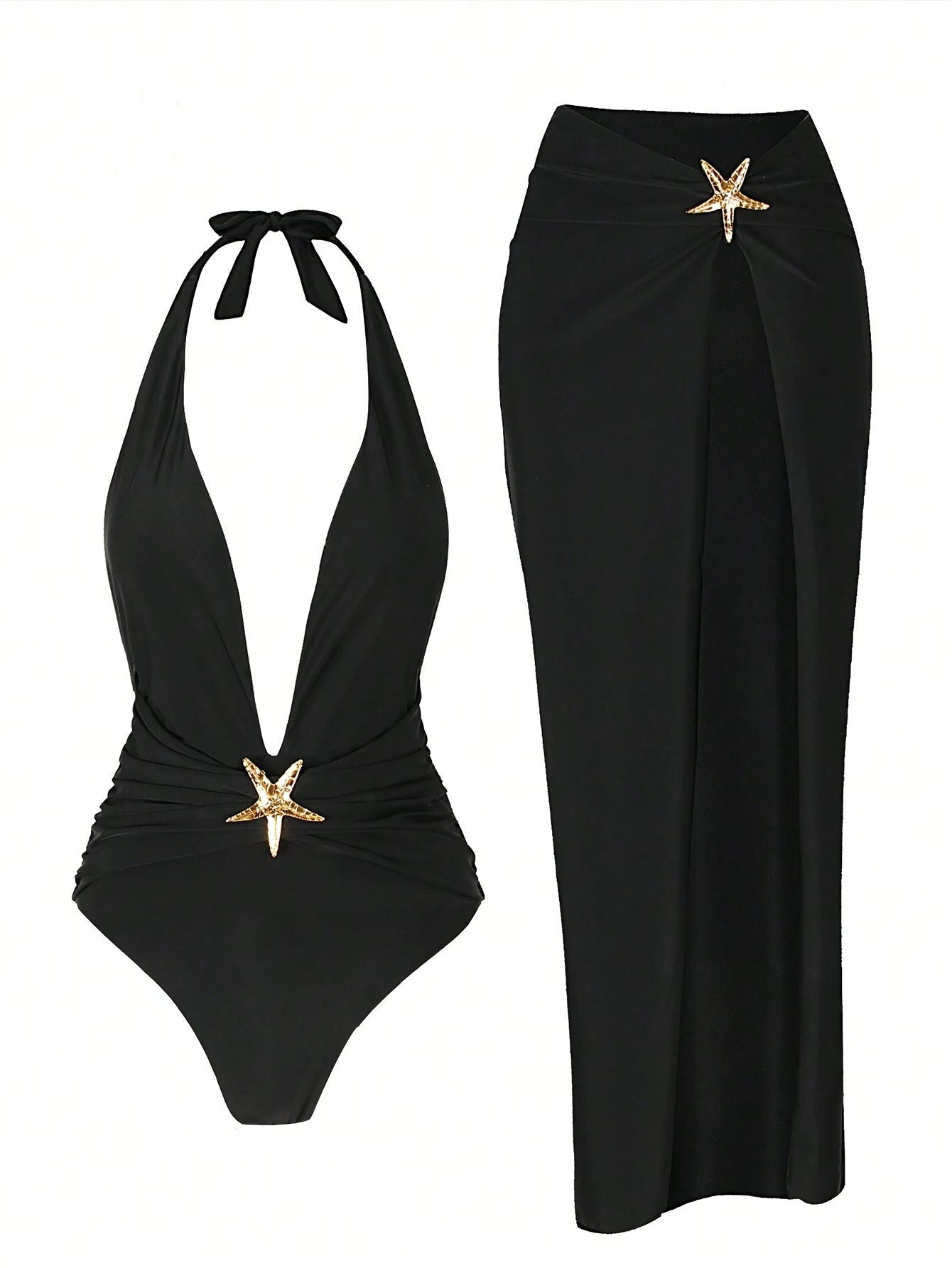 Two Piece Dress Deep V Plunge Swimsuit Women Swimsuit