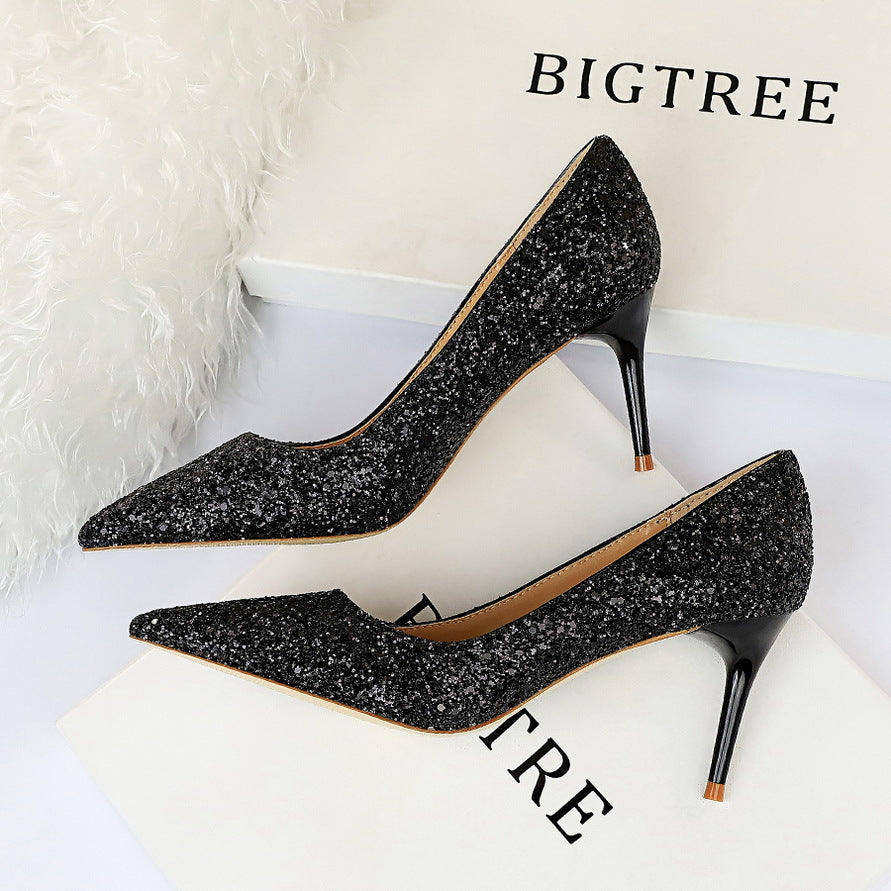 Sexy Nightclubs Thinner High Heels Women Shoes Stiletto Heel Sparkle Sequ Pumps