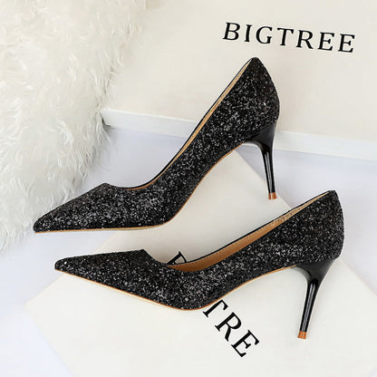 Sexy Nightclubs Thinner High Heels Women Shoes Stiletto Heel Sparkle Sequ Pumps