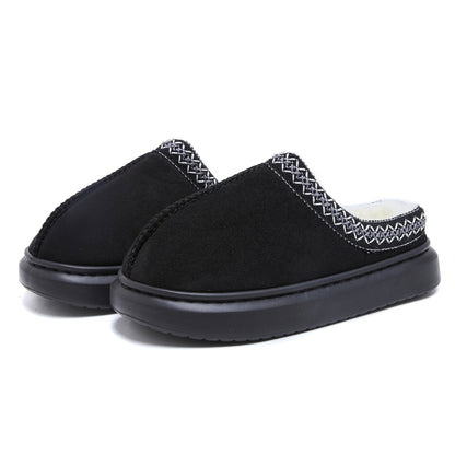 Baotou Fluffy Slippers Autumn Winter Ethnic Cotton Slippers Men Women Couple Warm Rubber Thick-Soled Cotton Slippers