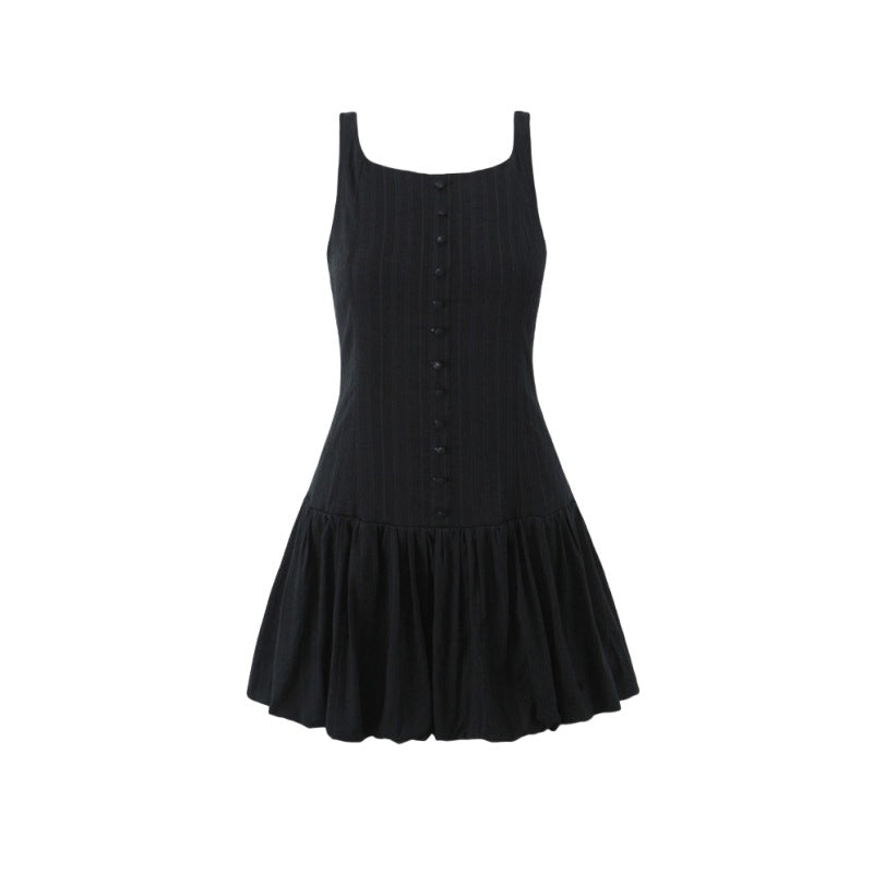 Sweet Girl Sexy Waist Tight Miniskirt Women Spring Summer Western Youthful Looking Breasted Sling Dress